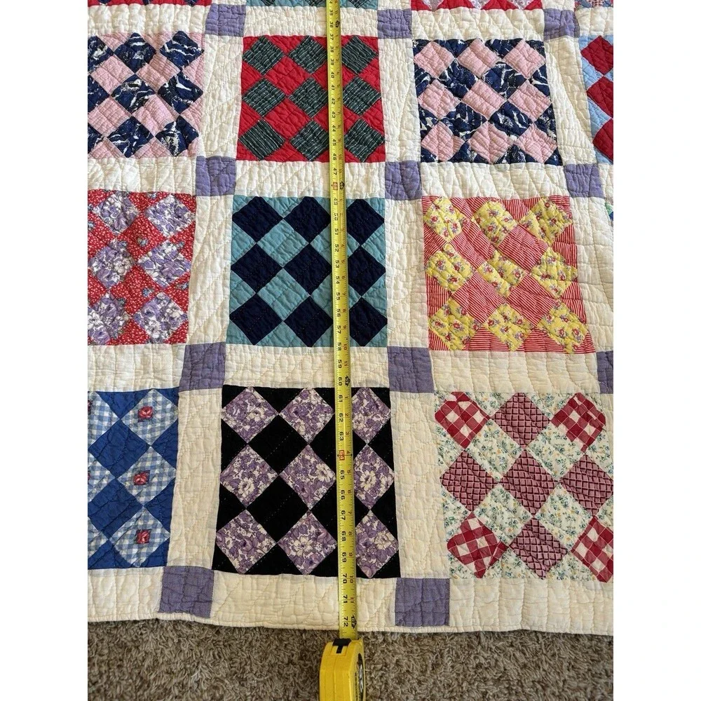Vintage Thirteen patch scrap quilt 72